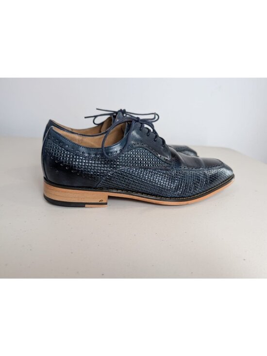 Stacy Adams Platon oxford dress shoes in blue leather men\'s size 10.5M main image 9